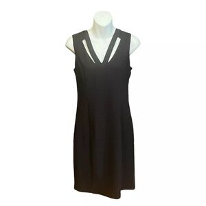 Guess |  Women’s |Fitting Black Bodycon Midi Dress V-NeckCutouts Women's Size 10